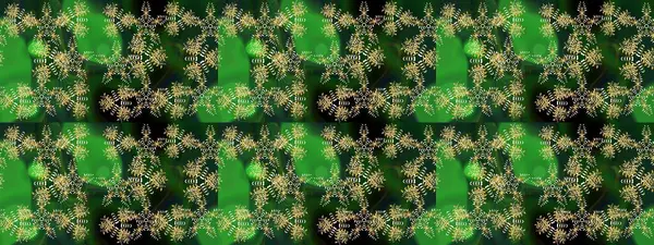 Kar tanelerinin soyut arkaplanlı Noel şablonu. Yeşil ve mavi kar taneleri. Raster illüstrasyonu. Noel ve Yeni Yıl moda baskıları için tatil tasarımı.