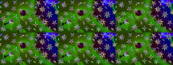 Raster illüstrasyonu. Çiçek desenli çizim. Renkli Bahar Teması eskiz kalıbı. Güzel kumaş deseni. Düz Çiçek Elementleri Tasarımı. Asya tekstil tarzında.