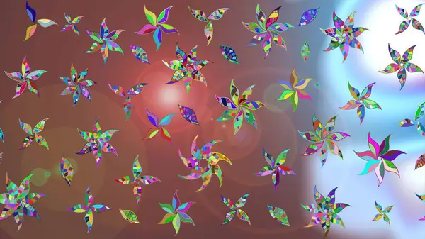 Çocuk stili. Çiçekli eskiz arkaplanı. Renkli Bahar Teması eskiz kalıbı. Düz Çiçek Elementleri Tasarımı.