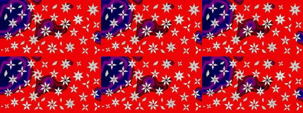 Kırmızı renkte çiçekler. Raster illüstrasyonundaki çiçek desenli çizim. Düz Çiçek Elementleri Tasarımı. Renkli Bahar Teması çizim şablonu.