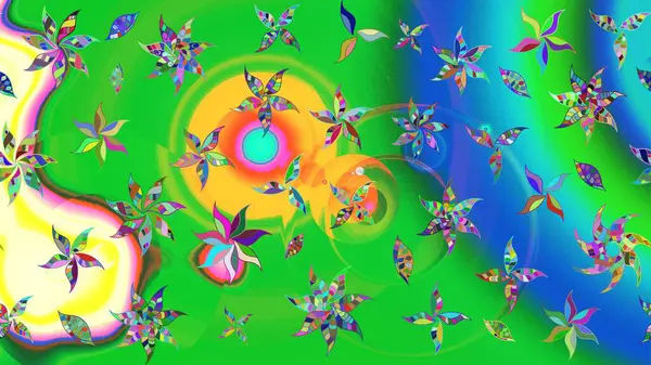 Raster - stok. Yeşil çiçekli eskiz deseni, suluboya çiçek deseni, sevimli çiçek, duvar kağıdı, kart veya kumaş için fayanslı.