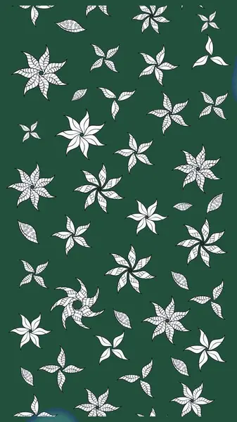 Düz Çiçek Elementleri Tasarımı. Renkli Bahar Teması eskiz kalıbı. Yeşil renkli çiçekler. Çiçekle çizim deseni.