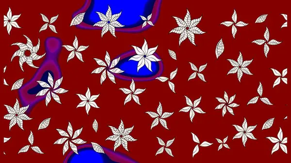 Çiçekli çiçek deseni, suluboya. Kırmızı renkte çiçekler. Renkli Bahar Teması eskiz kalıbı. Düz Çiçek Elementleri Tasarımı. Raster illüstrasyonu.