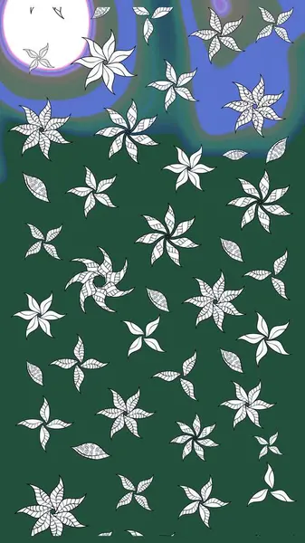 Yeşil renkli çiçekler. Çizim çiçek deseni duvar kâğıdı olarak kullanılabilir. Raster illüstrasyonu.