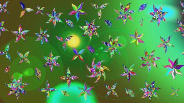 Vadinin yeşil renkli çiçekleri. Raster çiçek desenleri çiziyor..