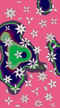 Çiçek deseni. Raster güzel kumaş deseni çiziyor. Renkli Bahar Teması eskiz kalıbı. Düz Çiçek Elementleri Tasarımı.