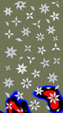 Parlak çiçekli kolaj çiçekleri yeşildir. Çiçekli zambakların eskiz geçmişi. Çiçek tasarımı için inanılmaz kolaj cennet tarzı..