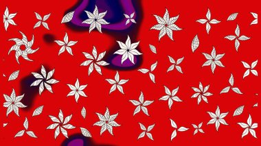 Oldukça eski bir besin torbası deseni, küçük kırmızı renkte, çiçekler. Millefleur 'lar. Tekstil, kumaş, kapaklar, duvar kağıtları, baskı, paket, koleksiyon defteri, örgü, dekupaj için çiçek arkaplanı..