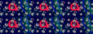 Düşen Noel stili kar taneleri. Güzel, mavi, yeşil ve mor kar taneleri renkli bir arka planda izole edilmiş. Kar taneleri, kar yağışı. Görüntü.