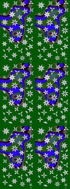 El çizimi. Çiçekli, yapraklı, çiçek desenli eskiz. Raster illüstrasyonu.