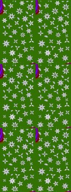 Küçük çiçekteki sevimli çiçek deseni. Yeşil renkli çiçekler. Raster illüstrasyonu.