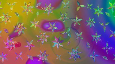 Kahverengi renkli Asya tekstili. Çiçek desenli çizim. Raster illüstrasyonu.