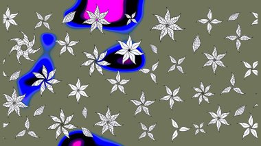 Raster illüstrasyonundaki çiçek desenli çizim. Yeşil renklerde. Güzel kumaş deseni. Raster illüstrasyonu.