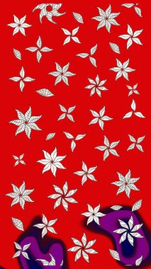 Raster illüstrasyonu. Suluboya stilinde kırmızı renkte. Küçük çiçekli bahar deseni çiz.