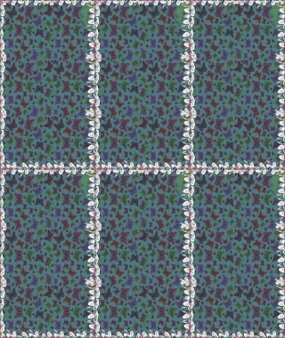 Kağıt, kumaş ve ambalaj için uygun. Mavi, gri ve kahverengi renkli bir resim. Kelebekli Raster çiçek deseni..