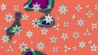 Çizim çiçek deseni duvar kağıdı, web sitesi arka planı, ambalaj kağıdı, davetiye, broşür, afiş veya web sitesi için kullanılabilir. El çizimi Raster çizimi. Parlak elementlerin.