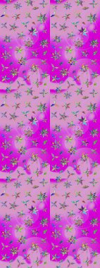 Çiçekli karalama şeklinde Raster çiçek deseni. Raster illüstrasyonu. Tarafsız renklerde bahar çiçekleri..