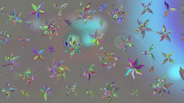 Gri renkli çiçekler. Raster illüstrasyonu. Raster illüstrasyonu. Asya tekstil tarzında. Çiçek desenini çiz.