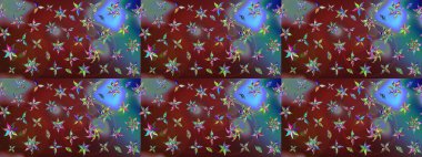 Düz Çiçek Elementleri Tasarım Raster illüstrasyonu. Kahverengi renkli çiçekler. Renkli Bahar temalı eskiz kalıbı. Çiçekli çiçek deseni, suluboya..