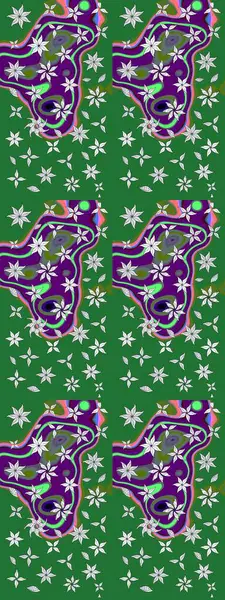 Raster illüstrasyonundaki çiçek desenli çizim. Güzel kumaş deseni. Renkli Bahar Teması eskiz kalıbı. Düz Çiçek Elementleri Tasarımı.