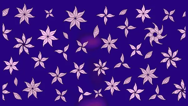 Çiçekli karalama şeklinde Raster çiçek deseni. Raster illüstrasyonu. Yumuşak, bahar çiçekleri mavi renklerde.