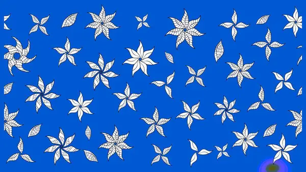 Klasik çiçek tasarımı elementleri. Mavi kıvırcık çiçekler mavi renkte şekillenir. Raster illüstrasyonu.