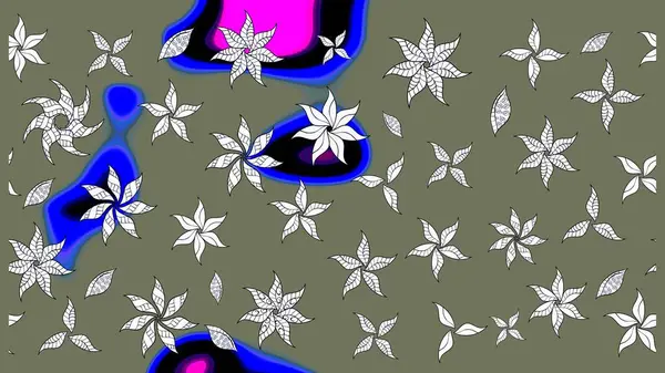 Raster illüstrasyonundaki çiçek desenli çizim. Yeşil renklerde. Güzel kumaş deseni. Raster illüstrasyonu.