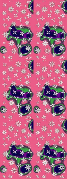 El çizimi çiçekli soyut çizim kalıbı. Raster illüstrasyonu. Pembe renkte çiçekler.