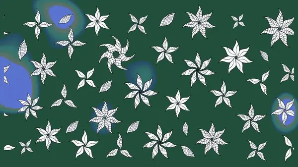 El yapımı çiçek ve bitki koleksiyonu. Şirin karalamalı çiçek desenli çizim. Eskiz stili yeşil renkler. Raster illüstrasyonu. Raster illüstrasyonu.