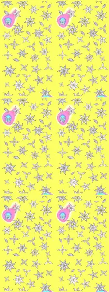 Tomurcukları çiçek olan sevimli bir çiçek deseni. Eskiz geçmişi. Raster illüstrasyonu. Kumaş, tekstil, duvar kağıdı baskısı için. Eski usul. Raster..