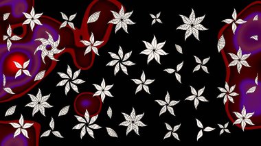 Klasik çiçek tasarımı elementleri. Siyah kıvırcık çiçekler siyah renkte şekillenir. Raster illüstrasyonu.