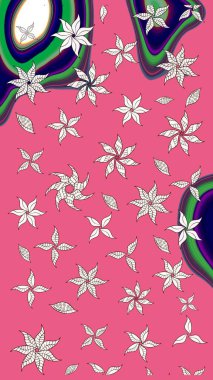 Modern stil dokusu. Çiçek desenli raster, pembe çizgi grafik desenli soyut raster arkaplan.