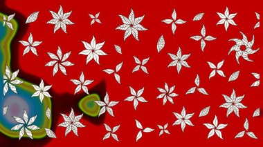 Kırmızı renkte etnik çiçeklerle süslenmiş zarif bir eskiz şekli. Raster Çiçek İllüstrasyonu güzel tekstil..