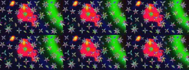 Gri üzerine çiçekler. Suluboya, elle çizilmiş. Raster hisseleri. Taslak arkaplan deseni.