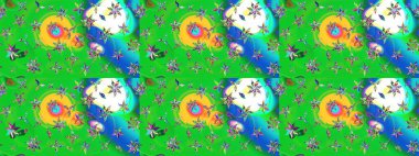 Düz Çiçek Elementleri Tasarımı. Çiçek deseni. Raster güzel kumaş deseni çiziyor. Renkli Bahar Teması çizim şablonu.