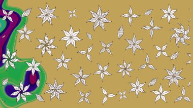 Eskiz arkaplan modeli. Sarı yapraklı yabani çiçekler. Suluboya, elle çizilmiş. Raster illüstrasyonu.