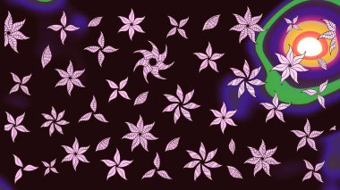 Kahverengi renkli çiçekler. Robot resim. Şirin çiçek elementleri. Raster illüstrasyonu.