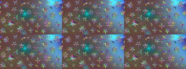 Raster illüstrasyonu. Kumaş, tekstil, duvar kağıdı baskısı için. Eski usul. Tomurcukları çiçek olan sevimli bir çiçek deseni. Raster. Taslak arkaplan.