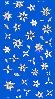 Çiçekler. Vadinin mavi renkli çiçekleri. Soyut etnik raster çizim kalıbı.