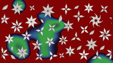 Düz Çiçek Elementleri Tasarımı. Kırmızı renkte çiçekler. Renkli Yaz Temalı eskiz kalıbı. Raster illüstrasyonunda çiçek deseni çizimi.