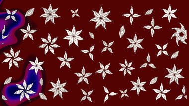 Kırmızı renkte etnik çiçeklerle süslenmiş zarif bir eskiz şekli. Raster Çiçek İllüstrasyonu güzel tekstil..