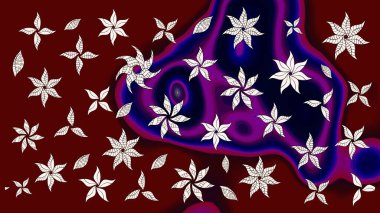 Raster illüstrasyonundaki çiçek desenli çizim. Kırmızı renkte çiçekler.