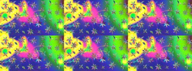 Tomurcukları papatya çiçekleri olan sevimli bir çiçek deseni. Kumaş, tekstil, duvar kağıdı baskısı için. Raster illüstrasyonu. Eski usul. Miles Fleur, süslü püslü bir süs. Taslak arkaplan.