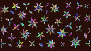 Soyut etnik raster çizim kalıbı. Vadinin çiçekleri kahverengi renklerde. Çiçekler..