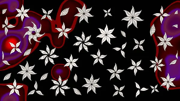 Klasik çiçek tasarımı elementleri. Siyah kıvırcık çiçekler siyah renkte şekillenir. Raster illüstrasyonu.