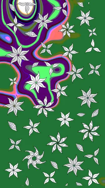 Küçük çiçekteki sevimli çiçek deseni. Yumuşak, yeşil renkli yaz çiçekleri. Raster deseni. Raster illüstrasyonu.