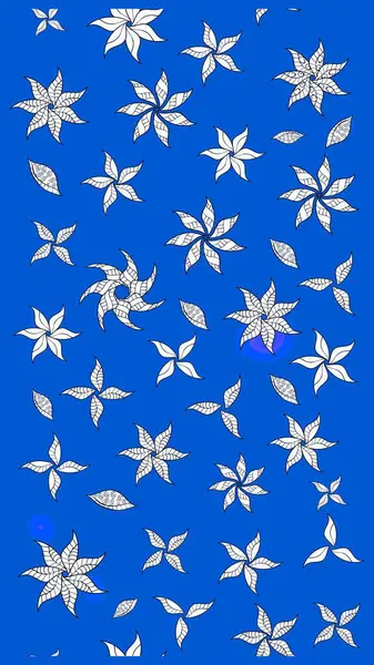 Çiçekler. Vadinin mavi renkli çiçekleri. Soyut etnik raster çizim kalıbı.