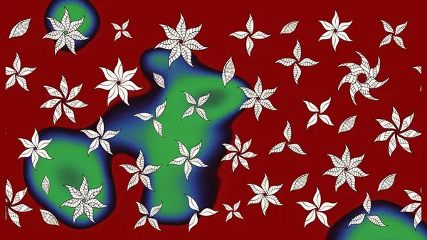 Düz Çiçek Elementleri Tasarımı. Kırmızı renkte çiçekler. Renkli Yaz Temalı eskiz kalıbı. Raster illüstrasyonunda çiçek deseni çizimi.