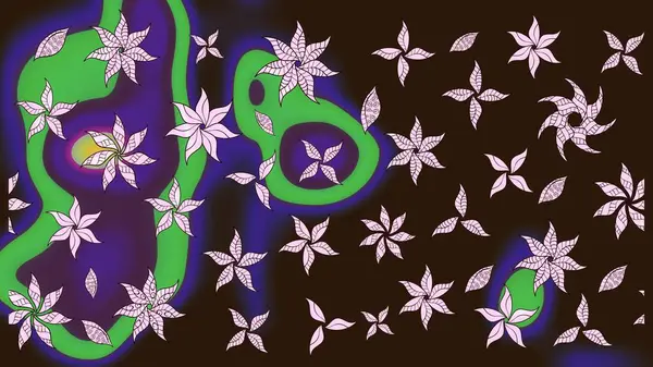 Raster illüstrasyonu. Çiçek desenli çizim. Kahverengi renkli Asyalı tekstil.