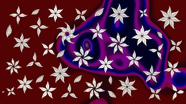 Raster illüstrasyonundaki çiçek desenli çizim. Kırmızı renkte çiçekler.